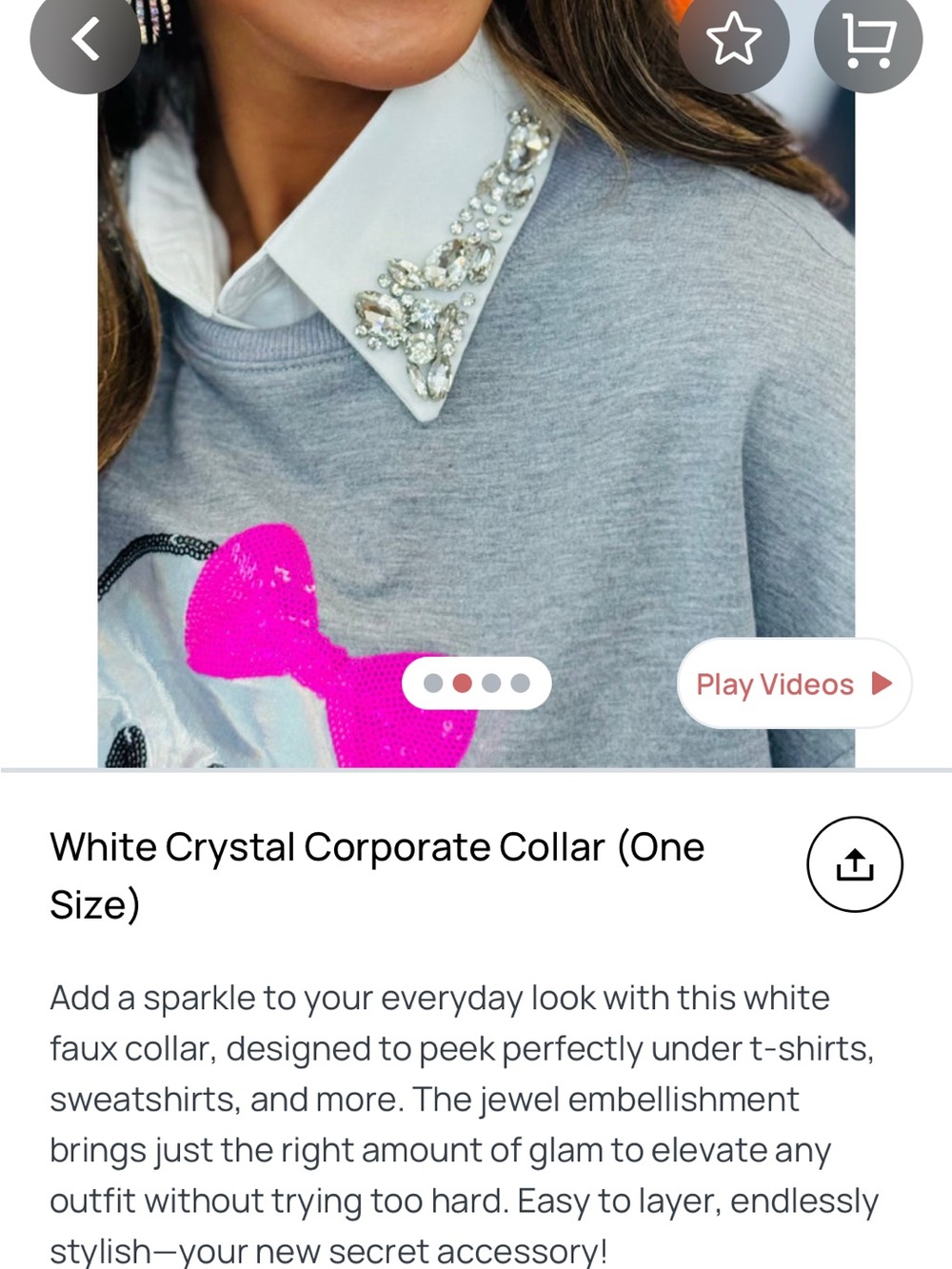 Trendy boutique White Crystal Embellished Faux Collar